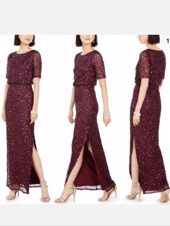 Adrianna Papell Dresses & Skirts - Adrianna Papell Beaded Long Blouson Dress Cassis 8 NWT